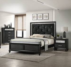 English Elm 1pc Glam Five Drawer Tall Bedroom Chest with Shimmer Accent Top Drawer, Bar Handles, Solid Wood Appeal Black 38.98 L x 19.33 W x 48.62 H B011P234293