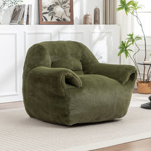 English Elm Bean Bag Chair - Plush Faux Fur Sofa With Back Support, Perfect For Any Room, Adults & Kids - Green W2200P326891