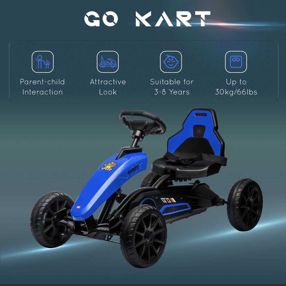 English Elm Aosom Kids Pedal Go Kart Sporty Ride on with Adjustable Seat and Eva Wheels W2225P229169
