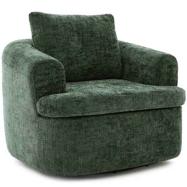 English Elm 360° Swivel Sofa Chair with Dual-Layer Cushion, Tufted Back & Iron Base for Living Room Comfort Green N719P351870F
