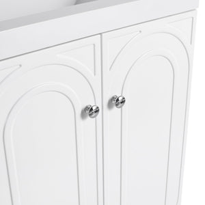 English Elm 24" Freestanding Bathroom Vanity with Integrated Basin Design, Adjustable Shelf & 3 Metal Handles, Eco Plywood Finish White W999P241064