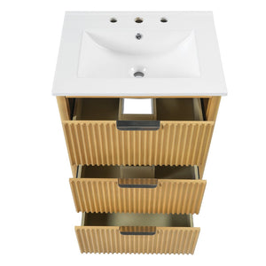 English Elm 24'' Vintage Bathroom Vanity with Ceramic Sink Soft Close Drawers Open Shelf N710P411251P