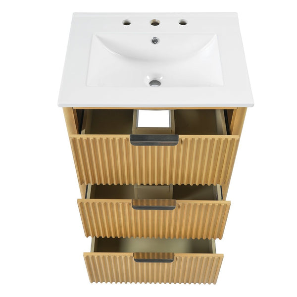 English Elm 24'' Vintage Bathroom Vanity with Ceramic Sink Soft Close Drawers Open Shelf N710P411251P