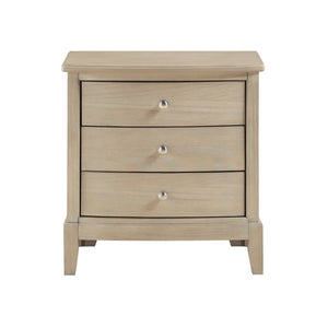 English Elm Classic Farmhouse Three-drawer Nightstand Mindy Veneer Distressed Beige Bedside Storage B011P416544
