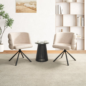 English Elm 270° Swivel Mid-Century Modern Upholstered Desk Chairs Set of 2 with Thick Cushion & Metal Base Beige W757P281146