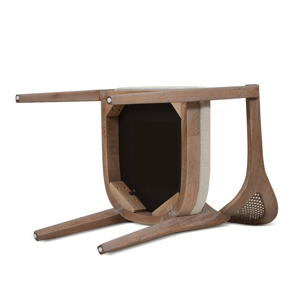 English Elm Jennifer Taylor Home - Americana Mid-Century Modern Cane Back Dining Chair - Taupe Beige Upholstery & Oak Frame Design B2719P238360