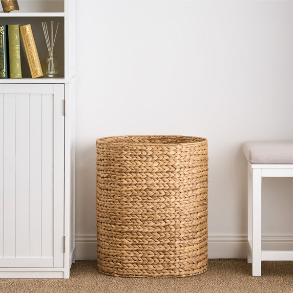English Elm Judas Oval Water Hyacinth Woven Laundry Hamper Breathable Bohemian Basket B093P429630