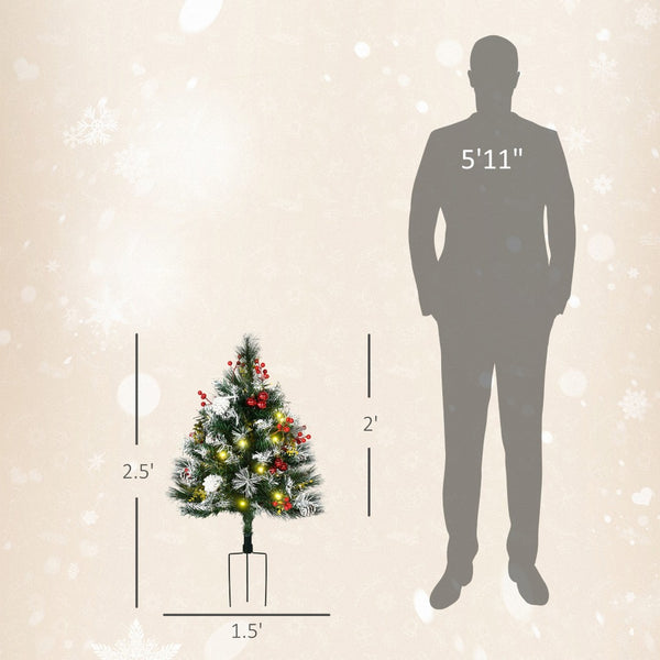 English Elm Artificial Snow Tipped Mini Porch Trees Set of Two with Led Lights for Outdoor Entryways T3971P415413