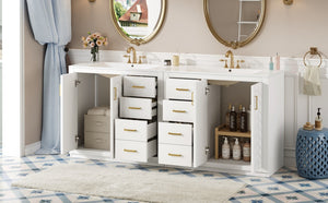 English Elm 72'' Modern Bathroom Vanity Set With Ceramic Sink, Solid Wood Frame, Soft-Close Drawers & Doors N710SS00013K