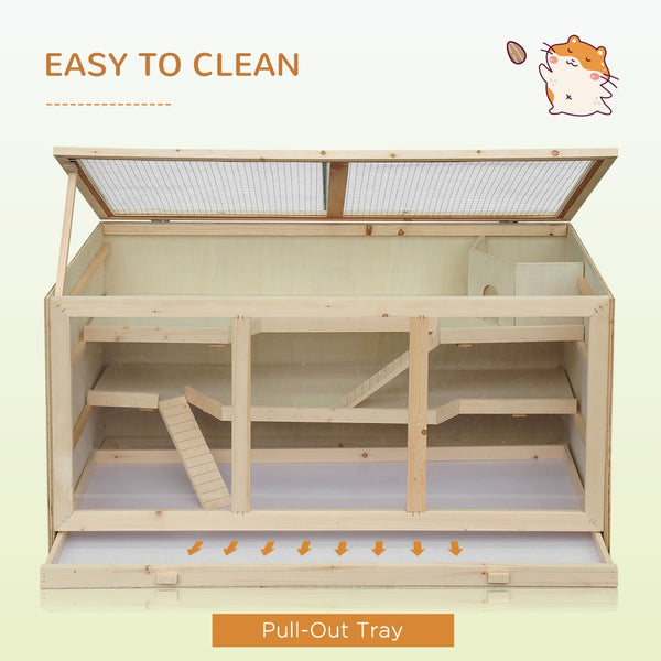 English Elm Pawhut Solid Wood Outdoor Cat House Two Story Shelter with Balcony Asphalt Roof W2225P173815