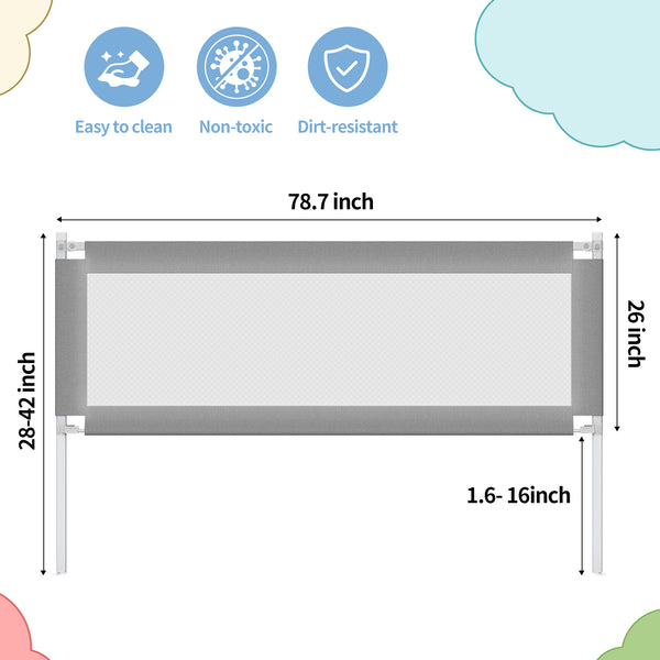 English Elm Bed Rail For Toddlers - Safe, Detachable Guard For Queen & Full Beds - Breathable Mesh & Durable Design T3210P305486