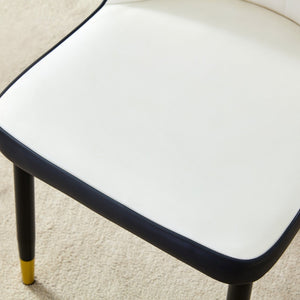 English Elm Modern Two-Tone Pu Dining Chairs Set - Elegant White & Black Upholstery With Gold Accents W1151P217983
