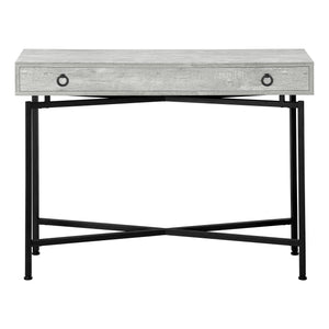 English Elm Accent Table Rustic Wood-Look End Table with Black Metal X Base, Nightstand with Drawer for Living Room Grey 52 L x 15 W x 6 H B2710P219290