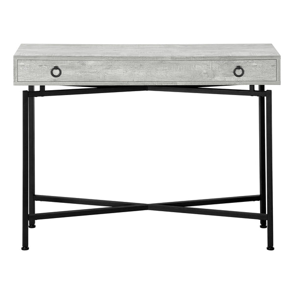 English Elm Accent Table Rustic Wood-Look End Table with Black Metal X Base, Nightstand with Drawer for Living Room Grey 52 L x 15 W x 6 H B2710P219290