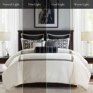 English Elm 8 Queen Jacquard Oversized Duvet Comforter Set with Euro Shams, Decorative Pillows, Plush Polyester fills Multicolor 22.83 L x 18.9 W x 16.14 H B035P319229