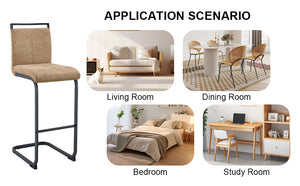 English Elm 42.5 Modern Brown Tech Fabric Bar Stool Set of 2 with Black Metal Legs, Non-Slip Feet, 42.5" W1151P230596