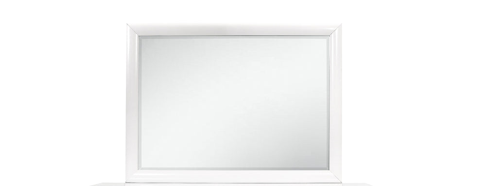 English Elm CIVIC White Mirror with Wood Trim – Transitional MDF & Glass Dresser Mirror, White Finish, Attaches B201P215847