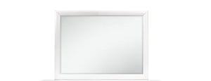 English Elm CIVIC White Mirror with Wood Trim – Transitional MDF & Glass Dresser Mirror, White Finish, Attaches B201P215847
