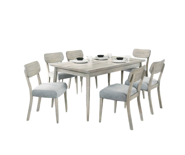 English Elm Natural Wood Grain Set of 2 Dining Chairs with Solid Rubberwood Frame, Fabric Cushions, Open Back Design B011P193979