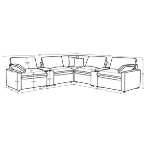 English Elm Dark Grey Modular Sectional with Power Recliners Consoles and Lift Top Storage B062S01848