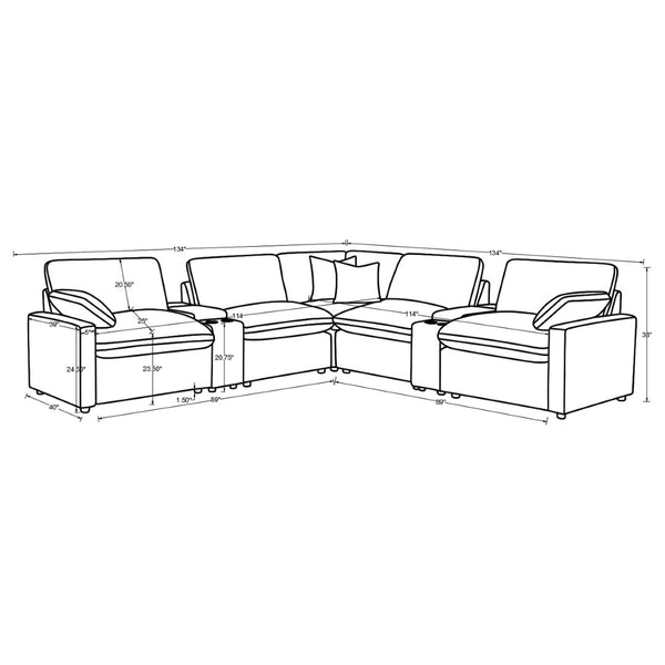English Elm Dark Grey Modular Sectional with Power Recliners Consoles and Lift Top Storage B062S01848