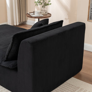 English Elm Right Armrest Chaise lounge chair sleeper with high-density foam, corduroy, no assembly, vacuum-ready Black W1170P333284