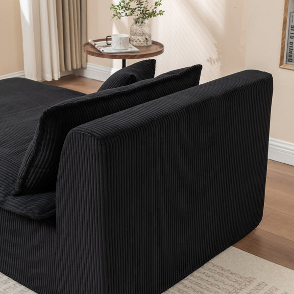 English Elm Right Armrest Chaise lounge chair sleeper with high-density foam, corduroy, no assembly, vacuum-ready Black W1170P333284
