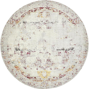 Unique Loom Austin Sotto Machine Made Border Rug Gray, Brown/Burgundy/Cream/Orange/Peach/Tan/Yellow 8' 0" x 8' 0"