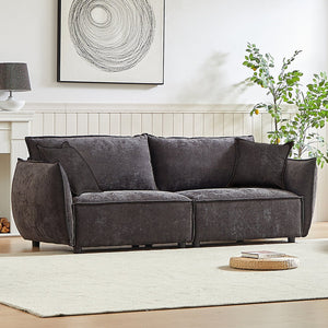 English Elm MH88" Convertible sleeper sofa with chenille upholstery, plush padded seats, rolled arms, 2 pillows Black W1193S00106