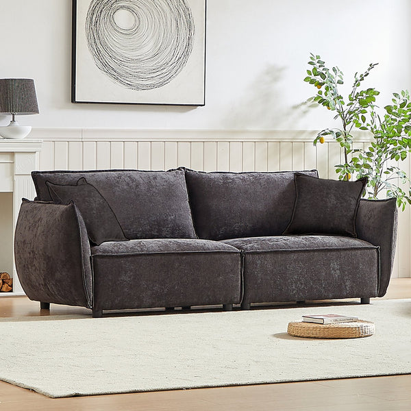 English Elm MH88" Convertible sleeper sofa with chenille upholstery, plush padded seats, rolled arms, 2 pillows Black W1193S00106