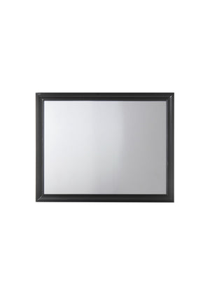 English Elm Naima Black Finish Mirror — 41"x31" Sleek Non-Beveled Wall Mirror with Durable Wood-Composite Frame, Modern Elegance and Light-Boosting Reflection B2726P261244