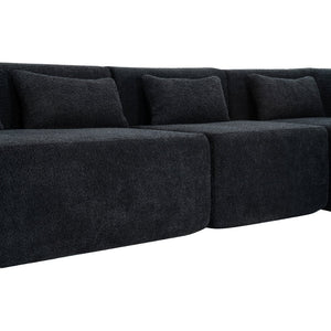 English Elm Upholstered Boucle Sofa with Lumbar Pillow Pocket Spring Seating for Living Room Black N719P250550B
