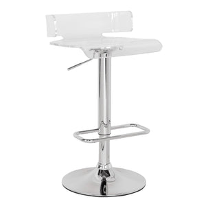 English Elm Clear Acrylic Swivel Stool with Chrome Base, Adjustable Height, 360° Rotation, Footrest & Modern Support B062P181303