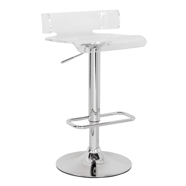 English Elm Clear Acrylic Swivel Stool with Chrome Base, Adjustable Height, 360° Rotation, Footrest & Modern Support B062P181303