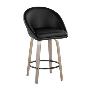 English Elm Fixed-height Swivel Counter Stools with Faux Leather Seats and Chrome Footrest Set of 2 Black B202S01838