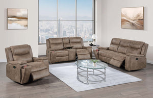 English Elm Modern Reclining Loveseat with Console Cup Holders Faux Leather Plush Seating Auburn B011P469517