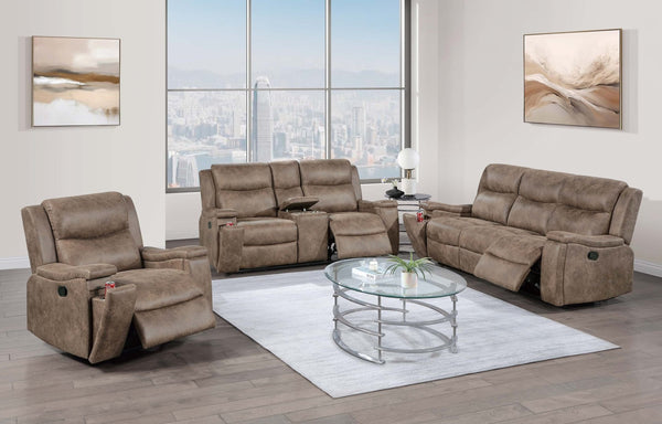 English Elm Modern Reclining Loveseat with Console Cup Holders Faux Leather Plush Seating Auburn B011P469517
