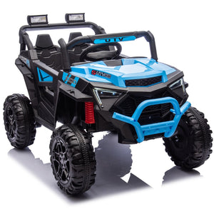 English Elm 24v 400w Kids Electric Utv Ride on with Remote Bluetooth Led Suspension Cockpit Blue W1578P284296