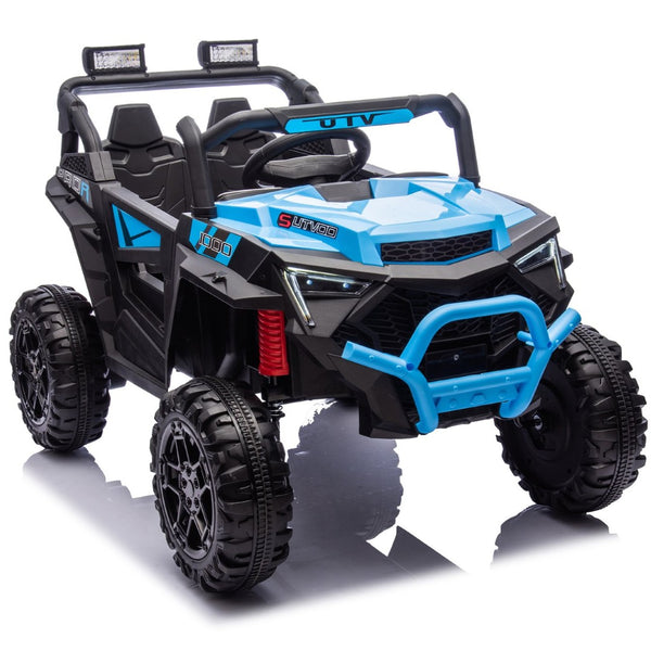 English Elm 24v 400w Kids Electric Utv Ride on with Remote Bluetooth Led Suspension Cockpit Blue W1578P284296