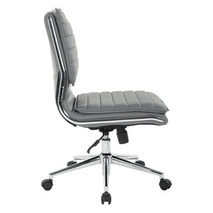 OSP Home Furnishings Armless Mid-back Faux Leather Office Chair with Lumbar Support and Chrome Base Charcoal SPX23592C-U42