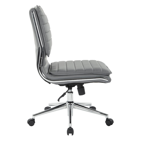 OSP Home Furnishings Armless Mid-back Faux Leather Office Chair with Lumbar Support and Chrome Base Charcoal SPX23592C-U42