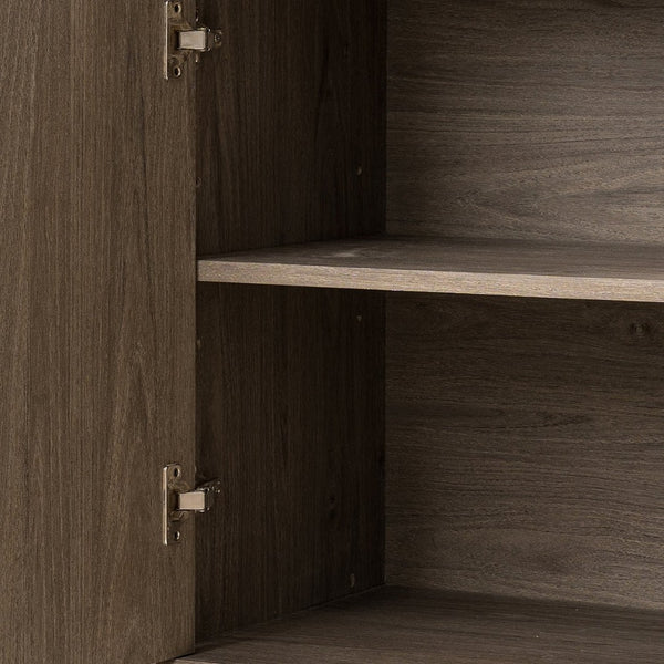 English Elm Sideboard Boho Mid Century Buffet Cabinet with Mirror Panels and Adjustable Shelves W3417P388710