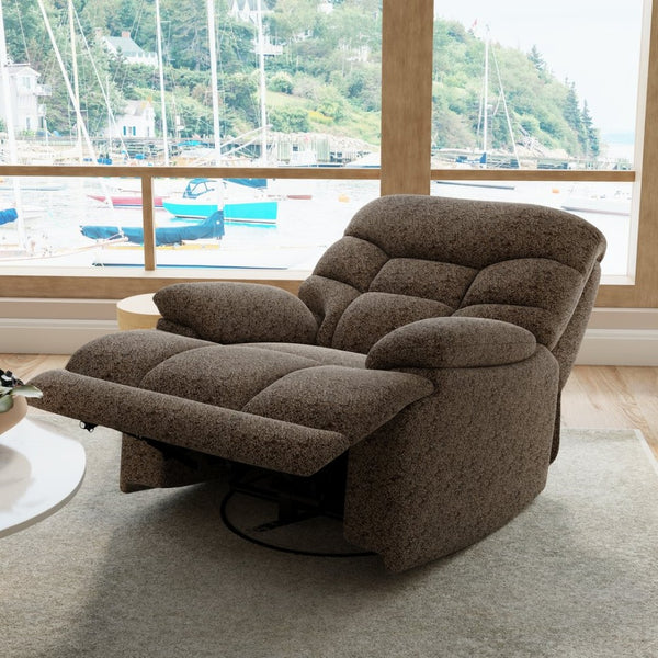 English Elm Swivel Glider Recliner Plush Upholstered Chair for Contemporary Living Rooms Brown B339P422559