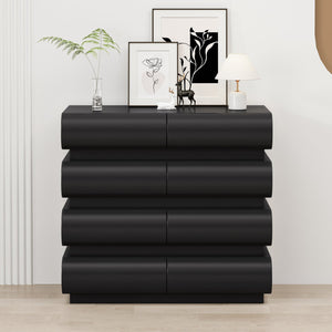 English Elm 8 Modern 8-Drawer Dresser for Bedroom with Handle-Free Design, Spacious Chest for Organized Living Black W757P235733
