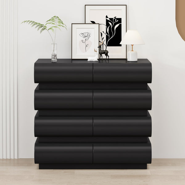 English Elm 8 Modern 8-Drawer Dresser for Bedroom with Handle-Free Design, Spacious Chest for Organized Living Black W757P235733