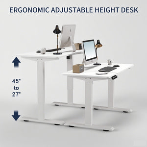 English Elm 55"×24" Electric Sit Stand Desk Steel Frame with Memory Presets and Usb-c Charging Port White W614P376324