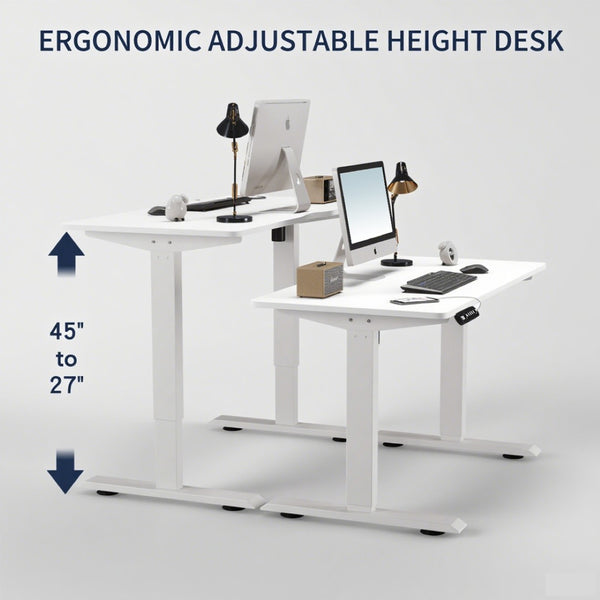 English Elm 55"×24" Electric Sit Stand Desk Steel Frame with Memory Presets and Usb-c Charging Port White W614P376324