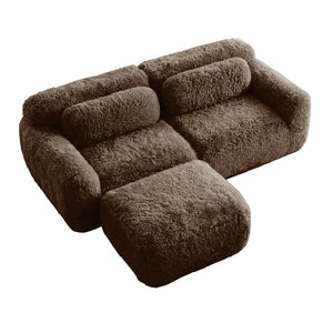 English Elm L-shaped Plush Sectional Sofa Boneless Cloud Comfort Floor Lounge with Chaise for Bedroom Chocolate W714S01538