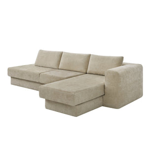 English Elm L-shaped Chenille Sectional Sofa with Deep Modular Seating and Layered Cushion Comfort Brown N763S000090D