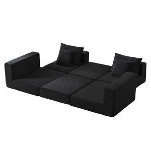 English Elm Modular Cloud Sectional Corduroy Sofa Deep Seat Comfort for Flexible Living Spaces Black W3396P435275